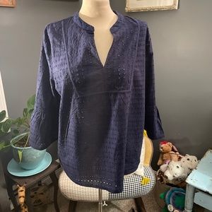 Bell sleeve eyelet top
